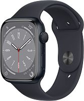 Apple Watch Series 8, 45 мм, корпус из алюминия цвета «тёмная ночь», спортивный ремешок цвета «тёмная ночь»